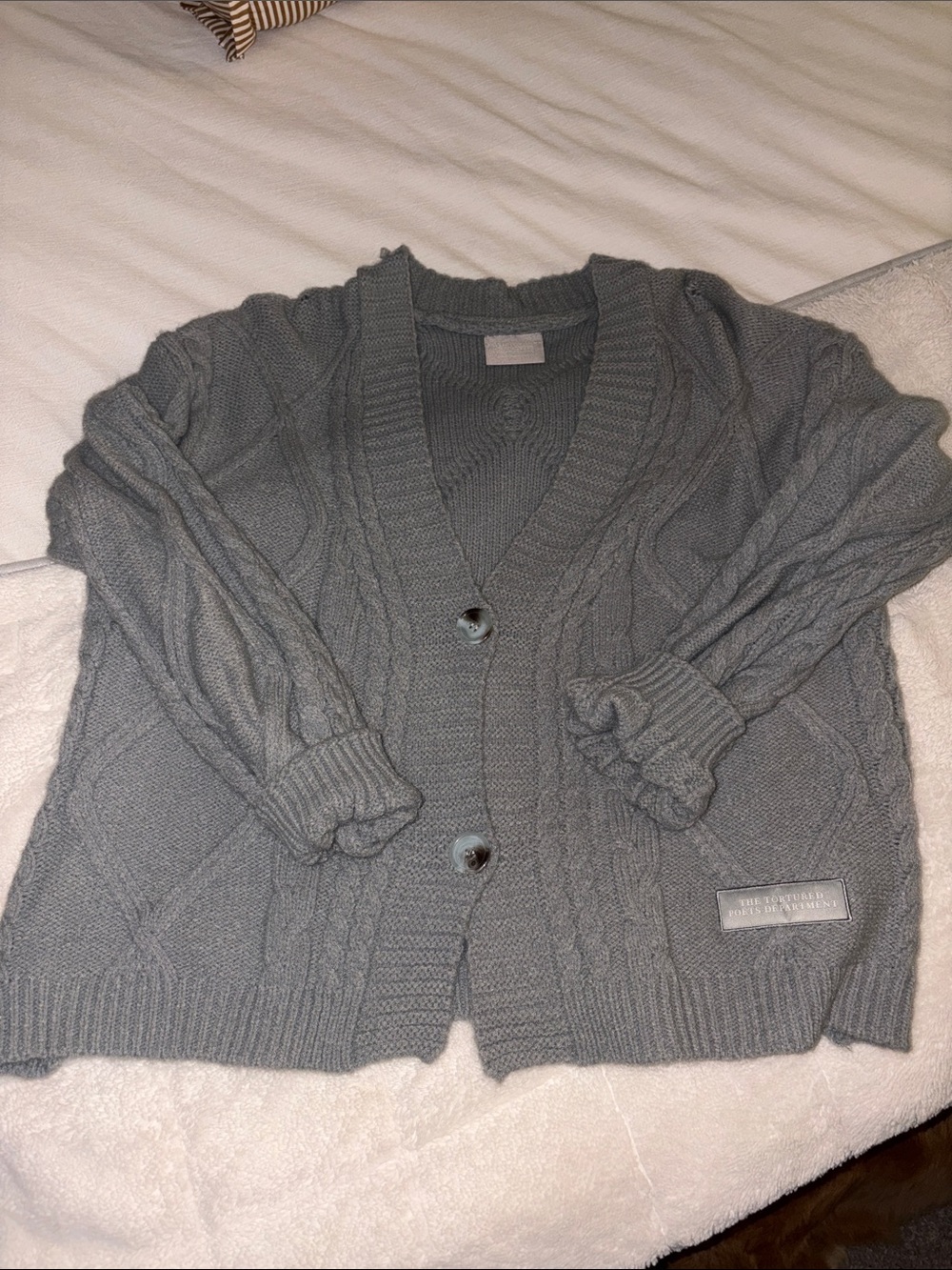 Taylor Swift Gray Cable Knit Button Cardigan